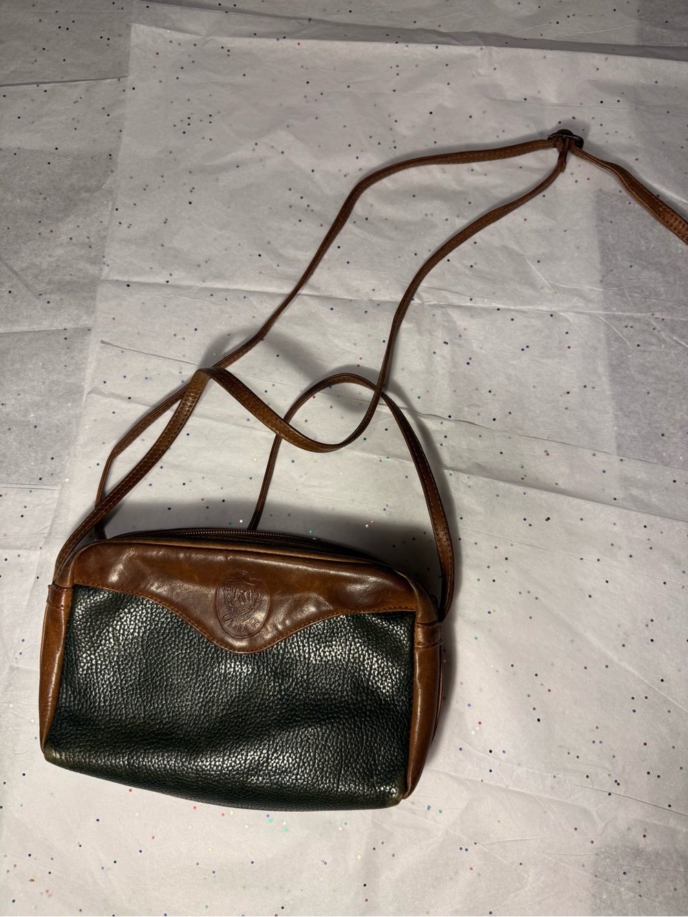 Vintage Leather Two-Tone Crossbody Bag